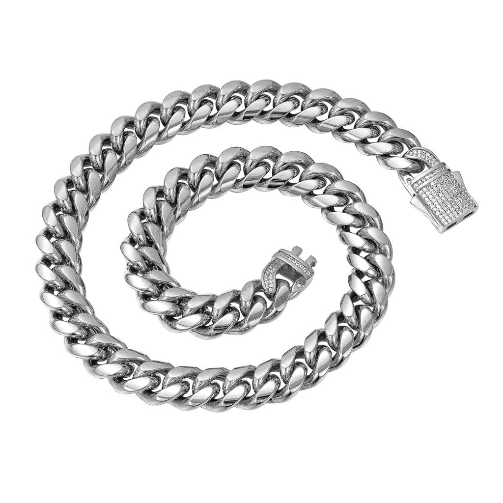 Silver Plated Cuban Link Chain Pattern Openable Bracelet Jewellery For Men & Boys : PX5SB81S