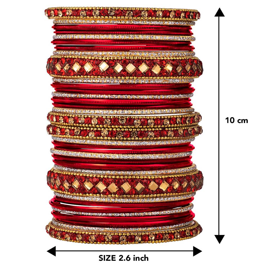 Diamond Metal Chuda Bangle Set Indian Traditional Bridal Wedding Fashion Jewellery For Women : PF51B36R