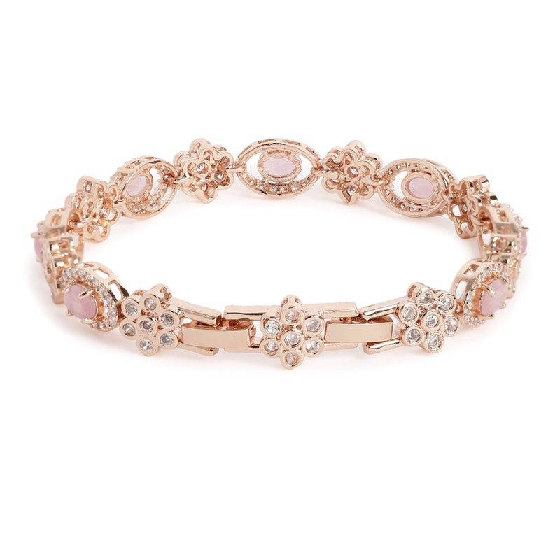 Rose Gold Plated Cz Tennis Bracelet For Women | Elegant Wear : AD-142-RGMPBR