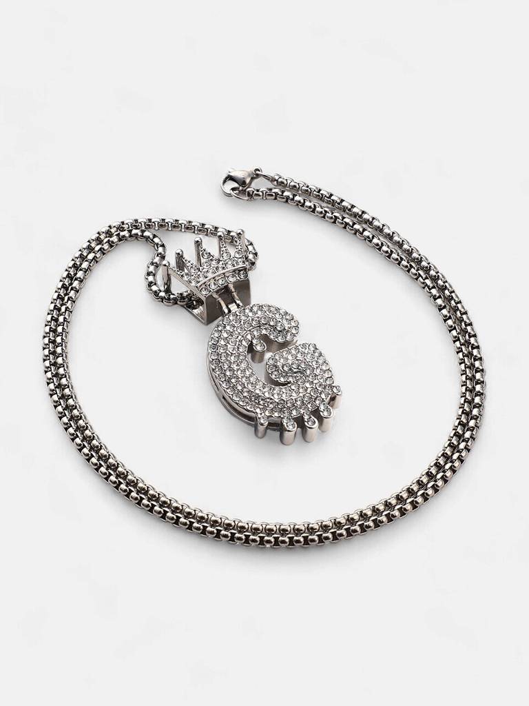 Men'S The Drip Alphabet Pendant Necklace - Metallic Silver : FANC1096-G