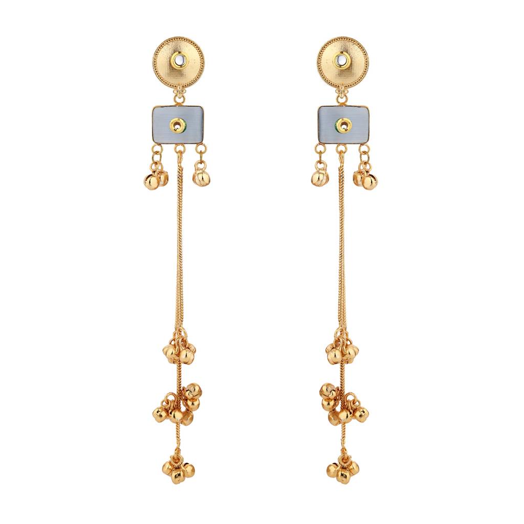 Kashmiri Colored Stone Gold-Toned Dangler Earrings : 8905124585001