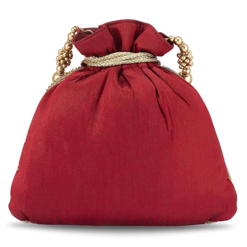 Potli Purses For Women Handmade Evening Handbag Stylish Bridal Fashion Wristlet Bag For Girls (P124C) : P12M