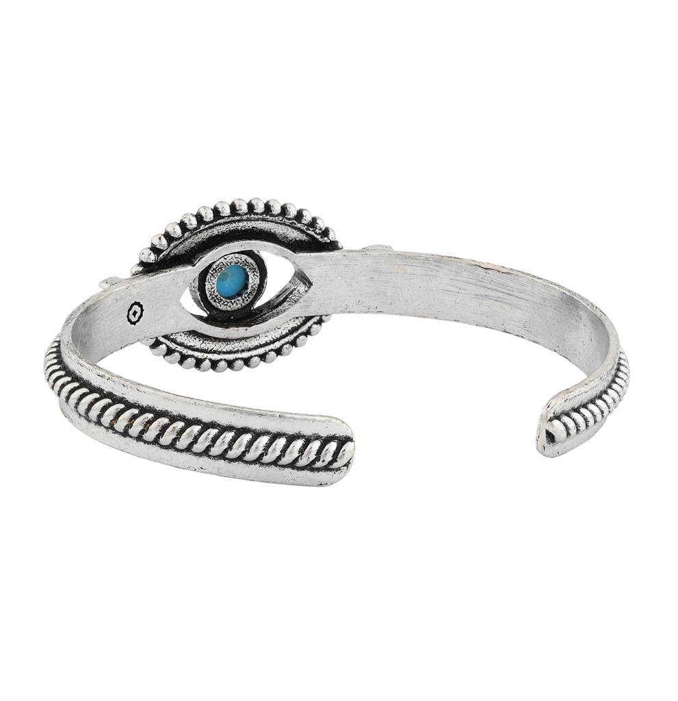 Boho Tribe Wanderer'S Eye Turquoise Oxidised Cuff Bangle : 8905124560053