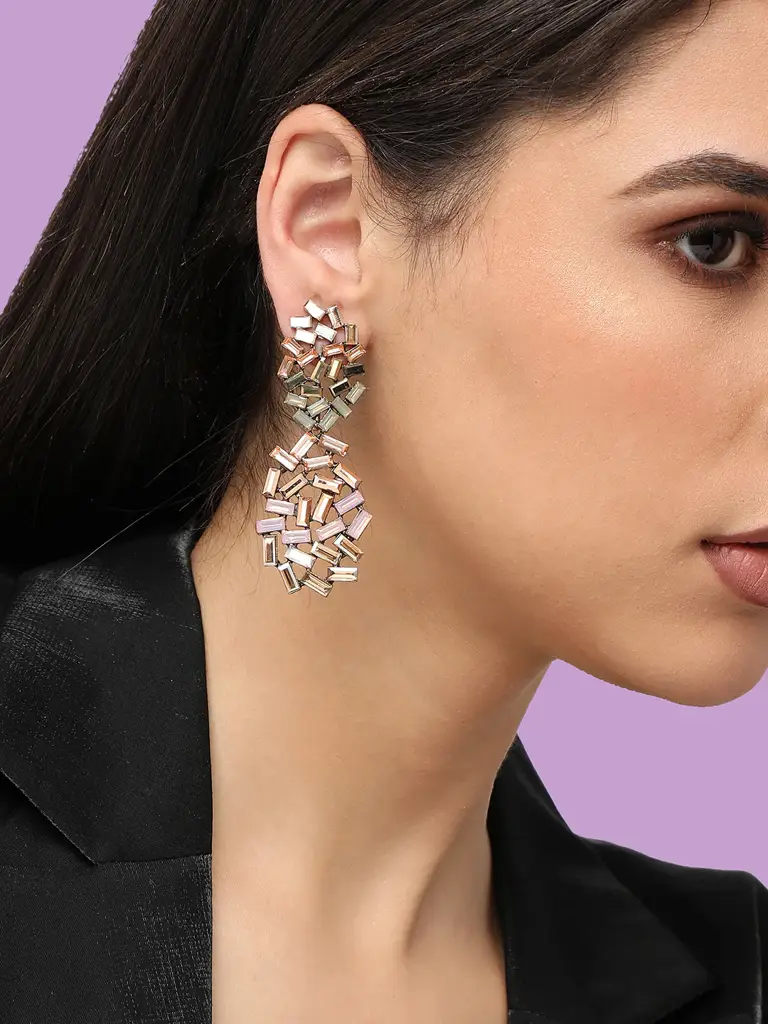 Shanika-Gold Plated Designer Stone Party Drop Earring For Women : SOHEAR4816