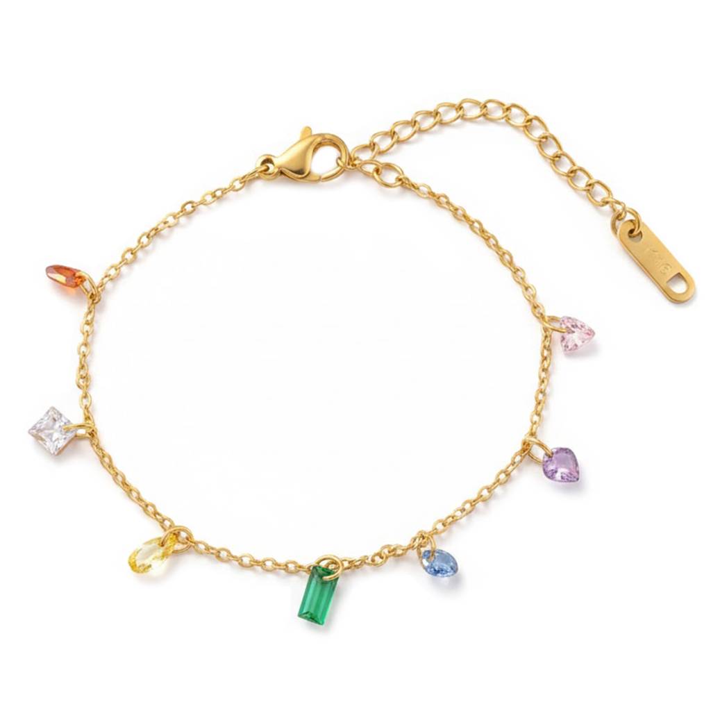 Multicolor Crystal Studded Gold Plated Fancy Openable Bracelet Jewellery For Women & Girls : PX9B210GML