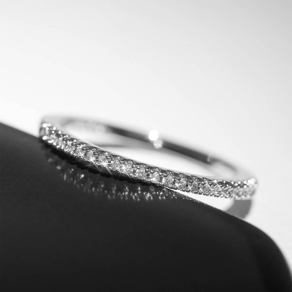 American Diamond Studded Silver Plated Eternity Ring Fashion Stylish Jewellery Gift For Girls & Women (Px8R129S-7 : PX8R129S-7