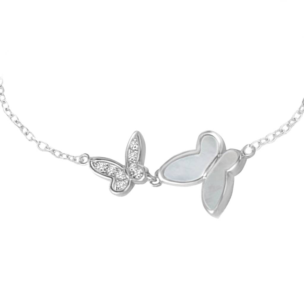 Plated Cubic Zirconia Studded Butterfly Style Adjustable Bracelet Fashion Jewellery For Women & Girls : PX8B116S