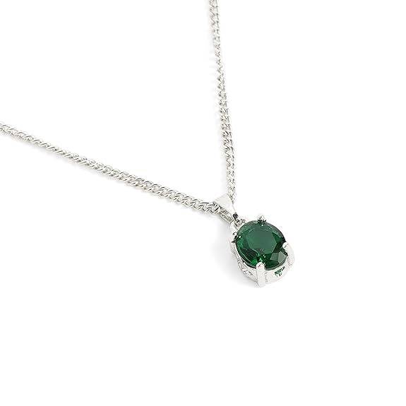 Sleek Ad Oval Pendant Set In Rhodium– Office & Daily Wear : AD-859-IRGNPDER