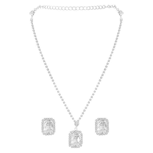 Pendant Chain Necklace Earrings Set For Women & Girls Jewellery Anniversary Gift For Her : PX9N192W