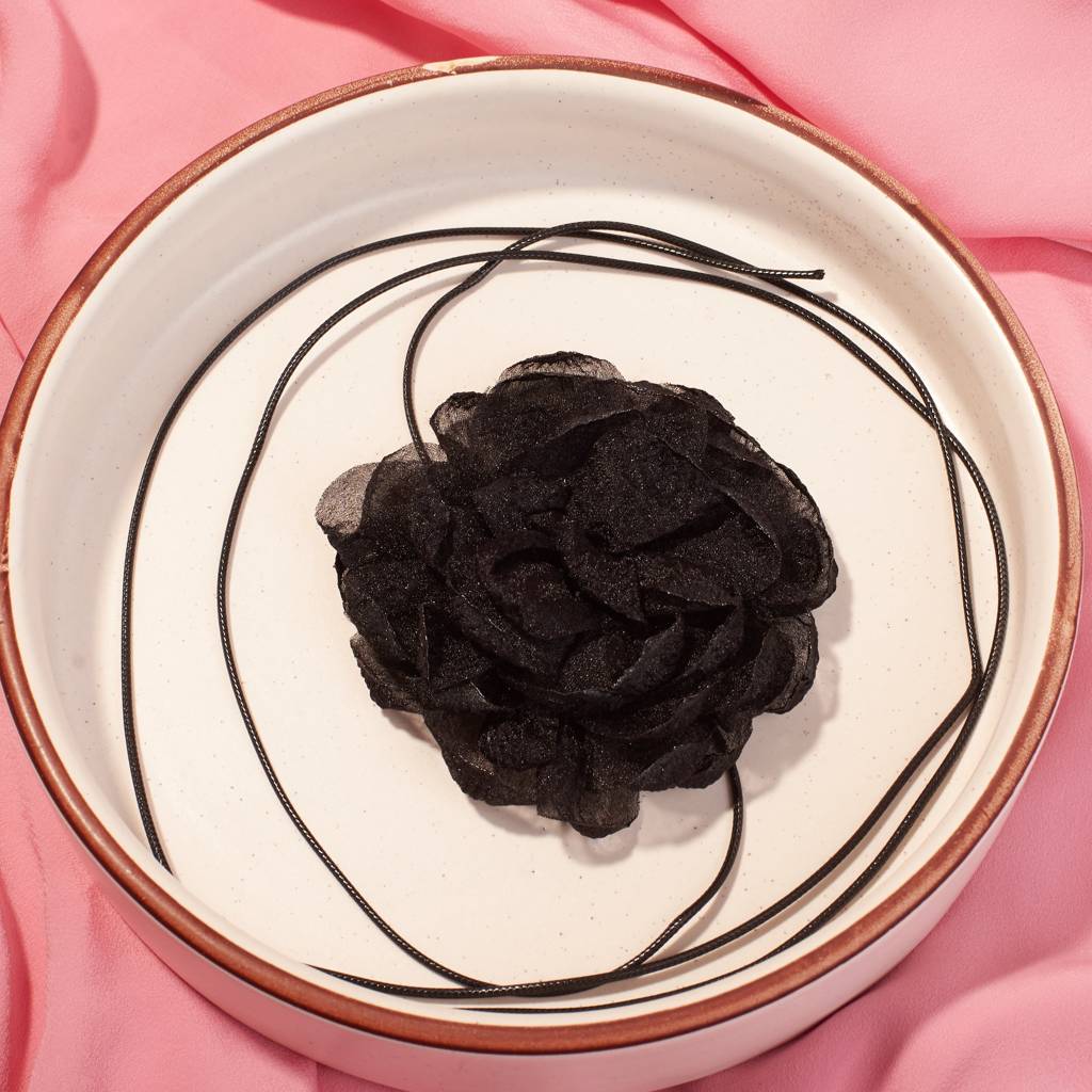 2-In-1 Raven Rose Hair Tie : HX-HT-S-0025-BK