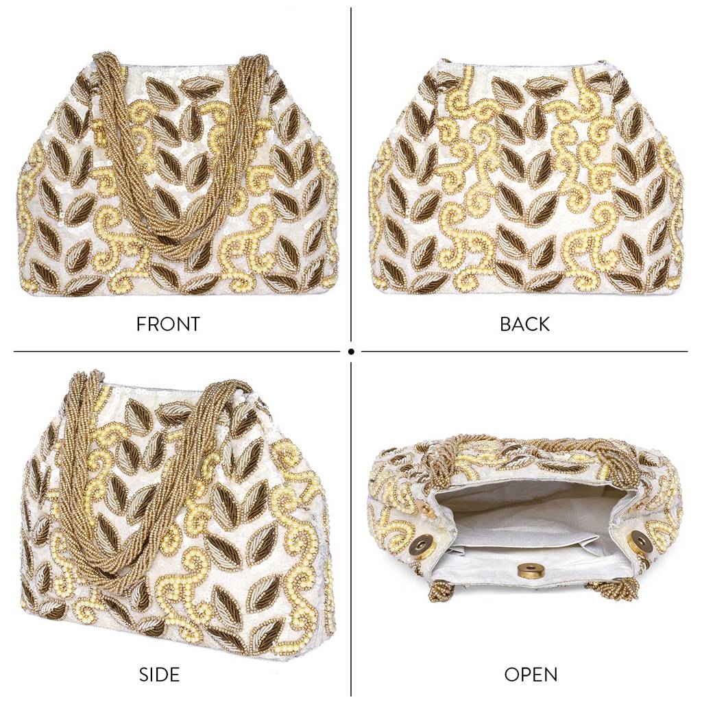 Potli Bags For Women Evening Bag Clutch Ethnic Bride Purse With Drawstring (P17Br) : P17BRW