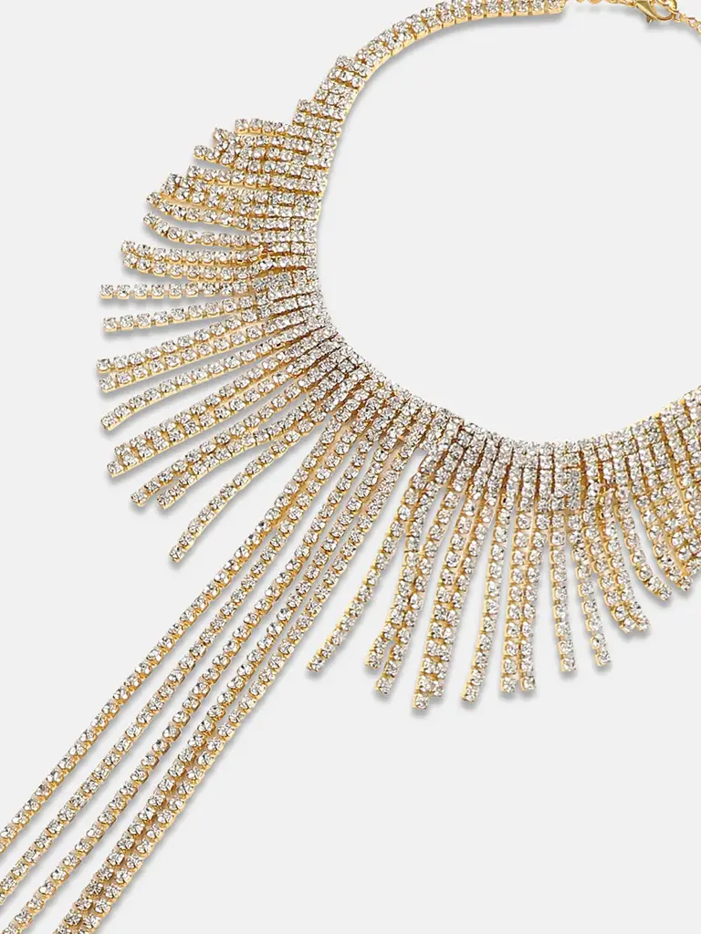 Briallen-Sohi Artificial Stones Gold Plated Necklace : SOHNCK3410