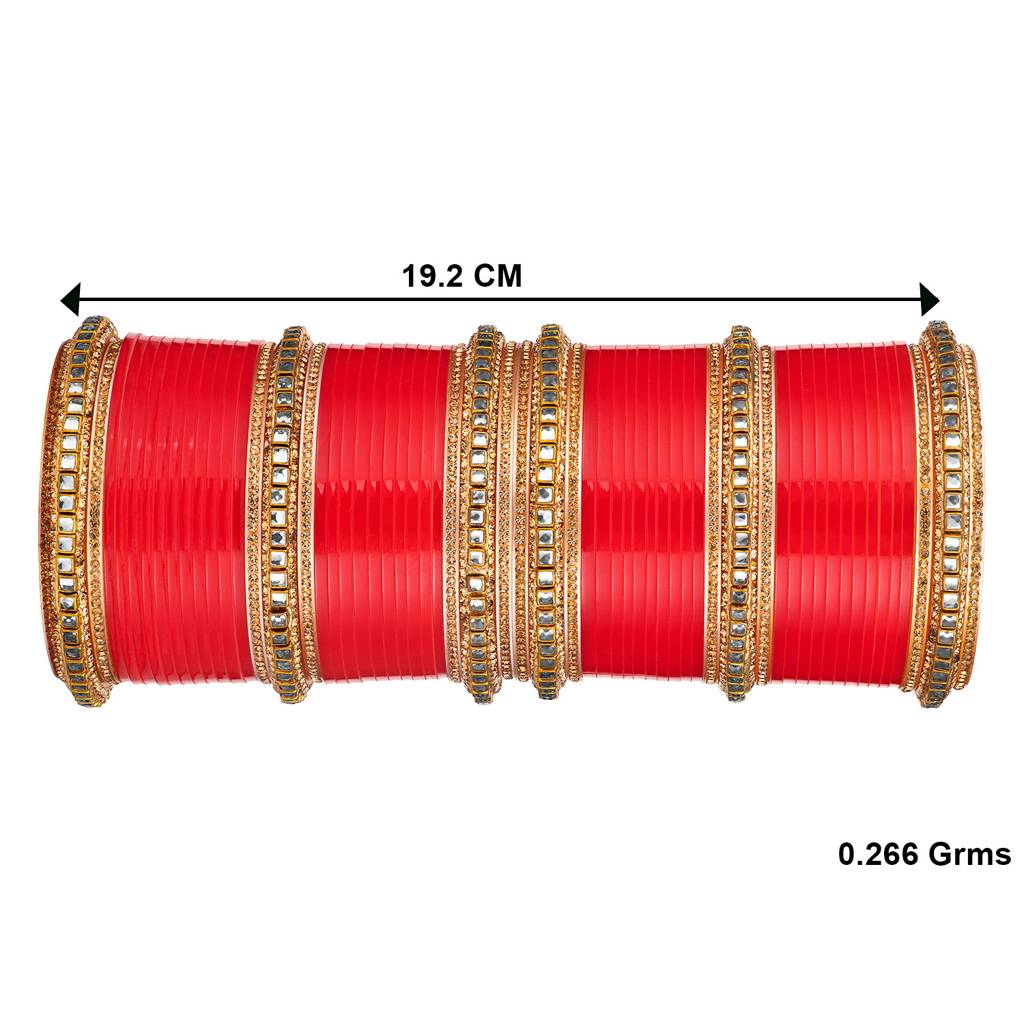 Peora Red Chuda Bangle Set Indian Traditional Ethnic Wedding Bridal Dulhan Fashion Jewellery For Women : PF51B27R