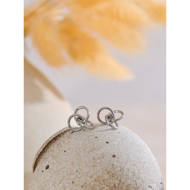 Ira Interlink Studs - Gold | 18K Gold Plated | Waterproof, Hypoallergenic & Anti-Tarnish : DSVDJY05250442