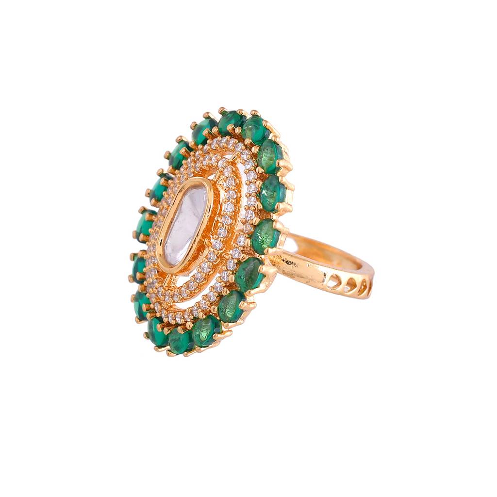 Kundan Opulance Smarag Emerald Ring : 8905124540031