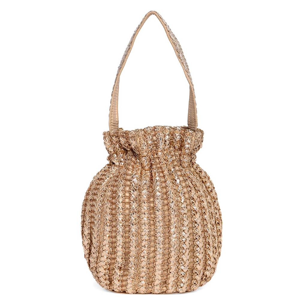 Potli Purses For Women Handmade Evening Handbag Stylish Bridal Fashion Wristlet Bag For Girls (P124C) : P124C