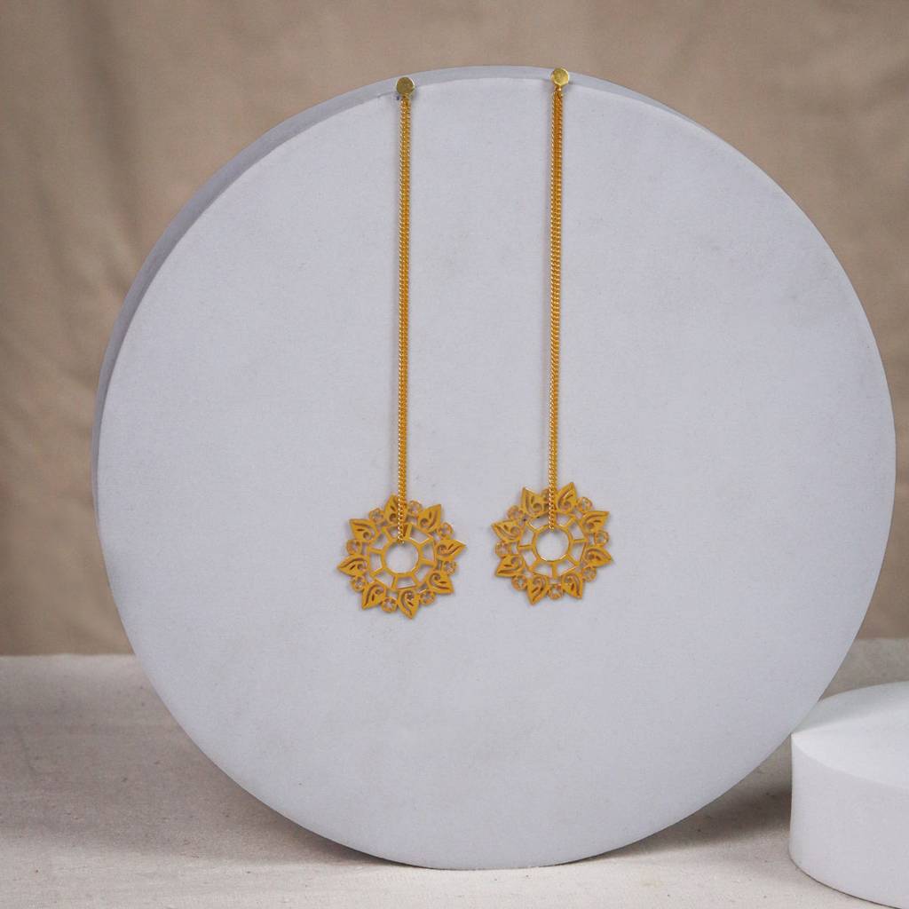 Silver Abstract Filigree Dangler Earring |  92.5 Silver | 22K Gold Plated : 02566551