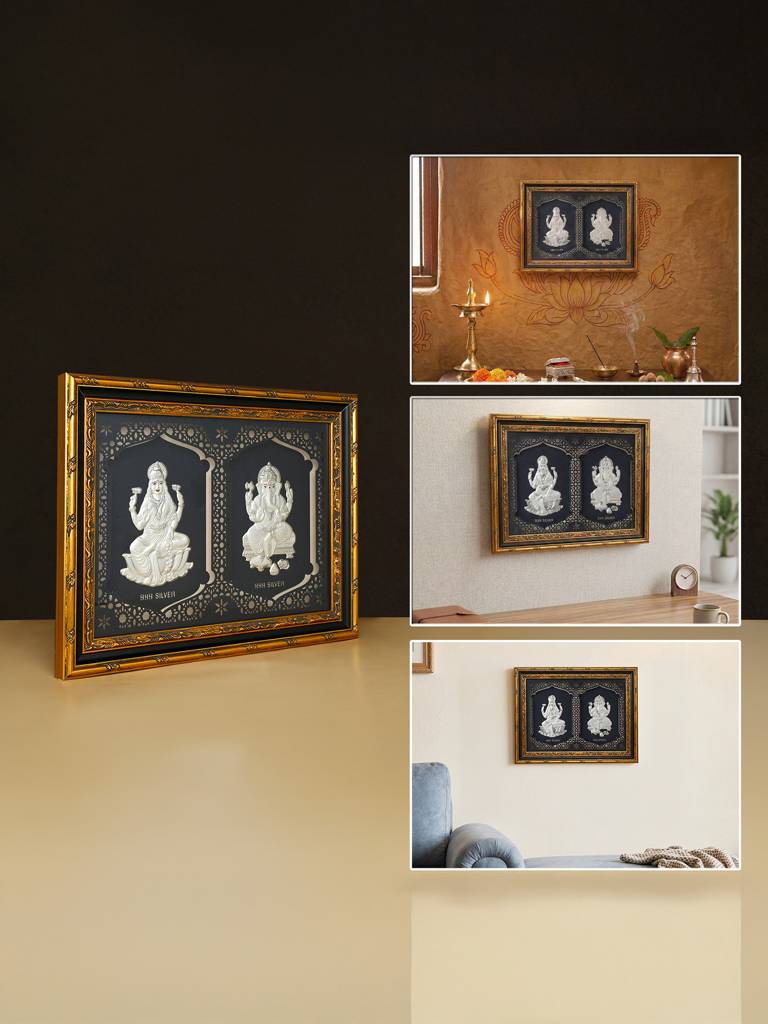 Pure 999 Silver Lakshmi Ganesh Wall Art : CPGFT339