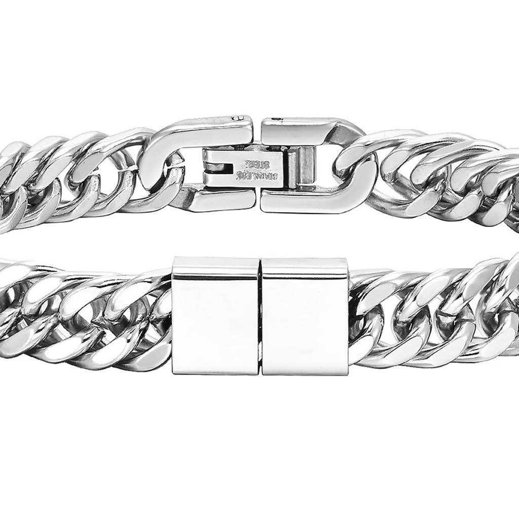 Stainless Steel Cuban Link Chain Bracelet Modern Wristwear Fashion Jewllery For Men & Boys : PX9B185S