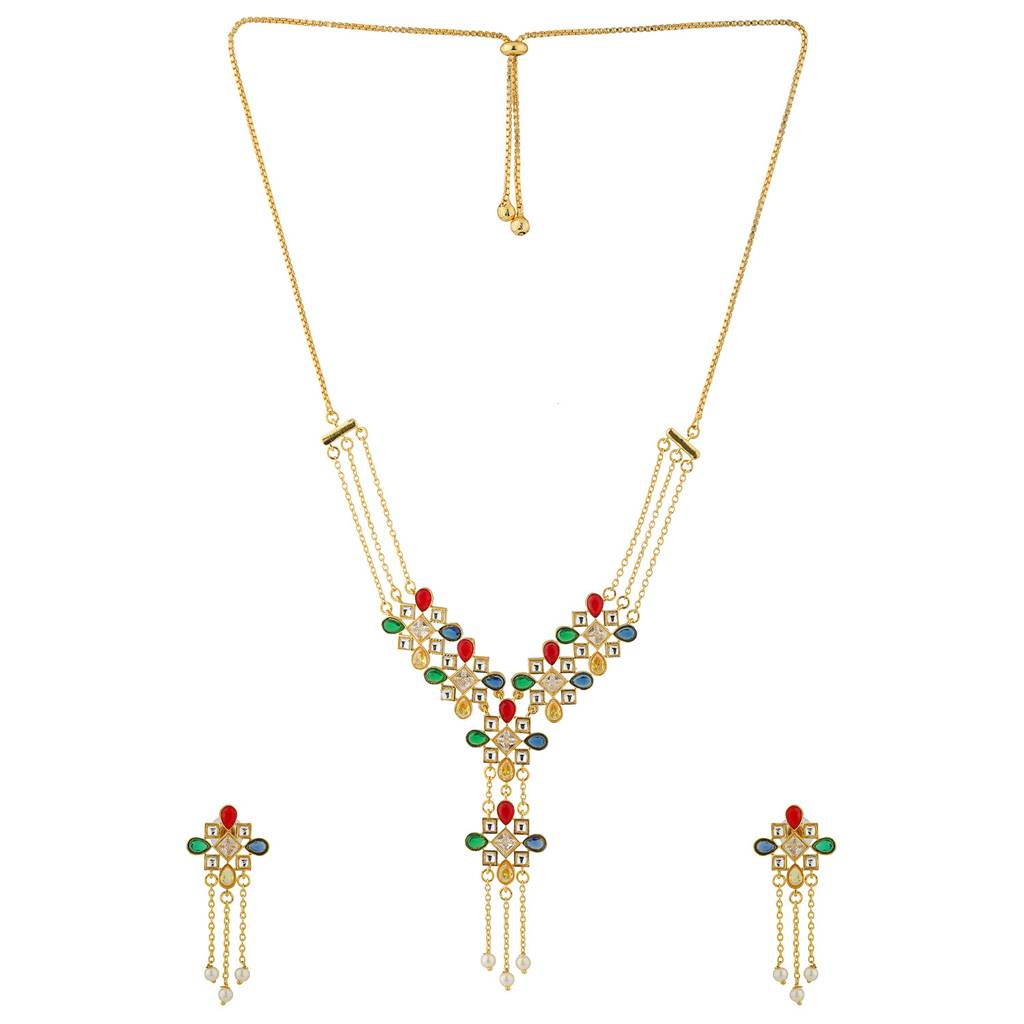 Navratna Eternal Symmetry  Short Necklace Set : 8905124570878