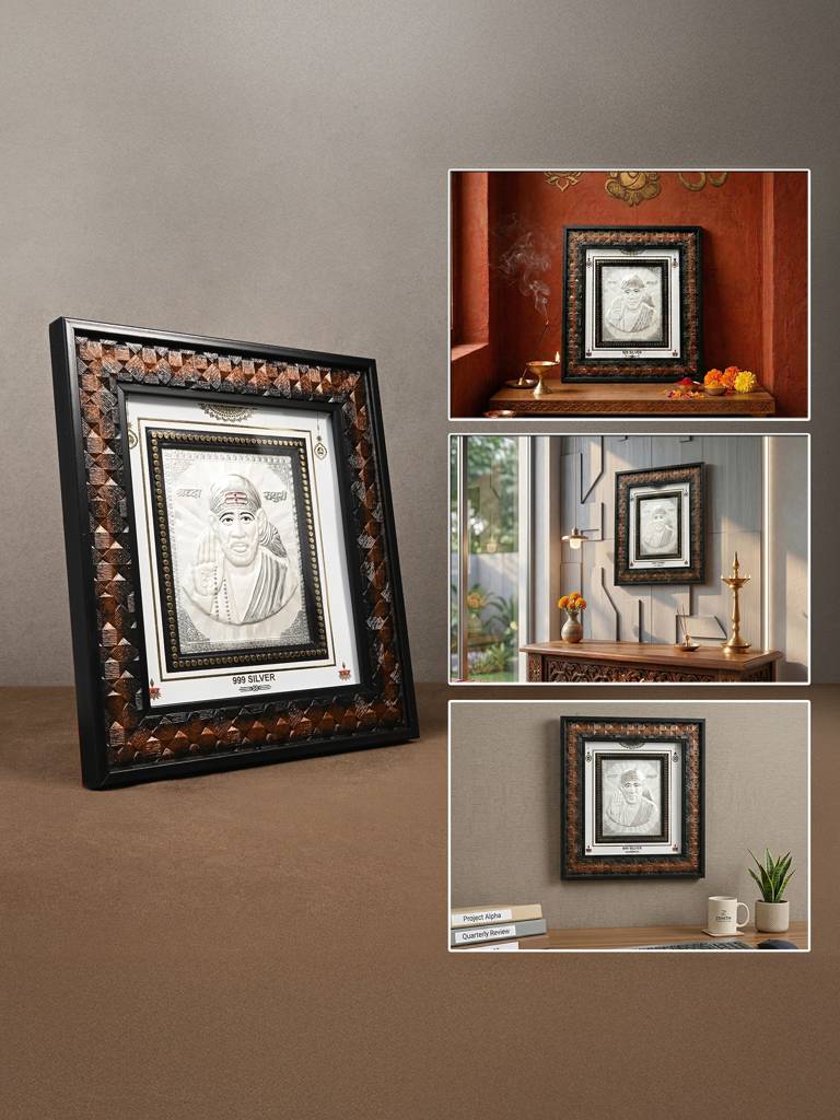 Pure 999 Silver Sai Baba Wall Frame : CZGFT349