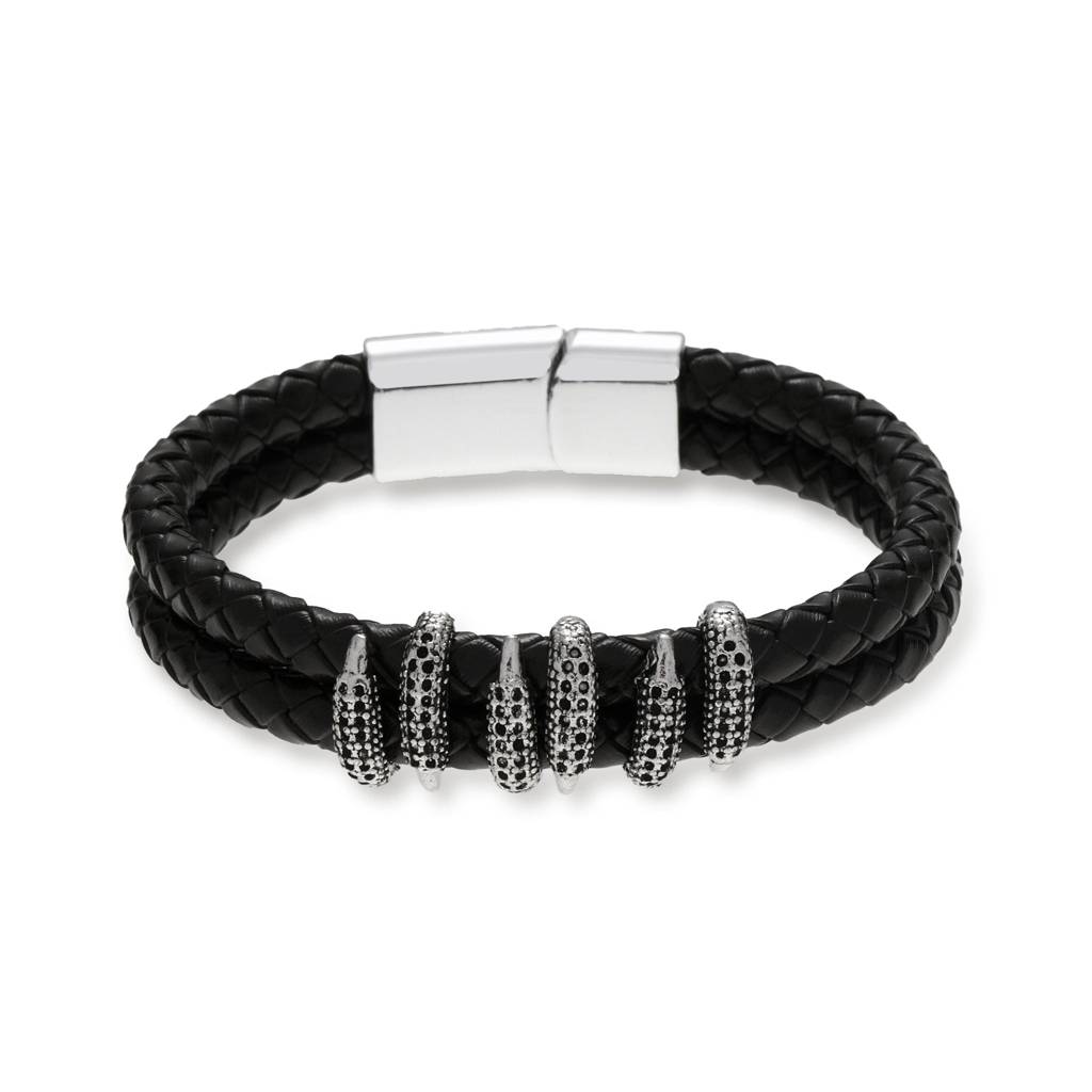 Crown Line Clawed Bracelet - Black : MB1S1010-S-BK