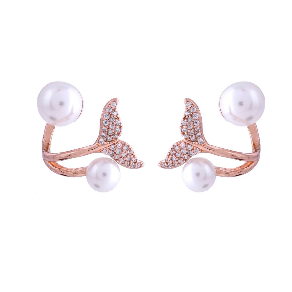 Sparkling Elegance Blooming Pearl Stud Earrings : 8905124552812
