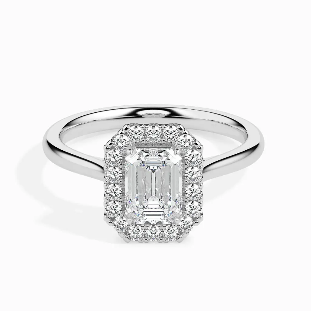 1 Carat Emerald Solitaire Ring With Halo : 09kRoseZNR134F10
