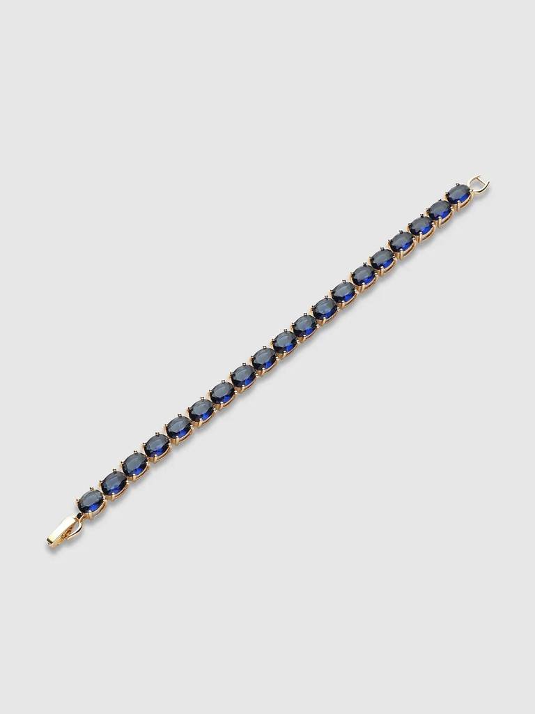 Men'S Oval Stone Tennis Bracelet - Sapphire Blue : FABR1097