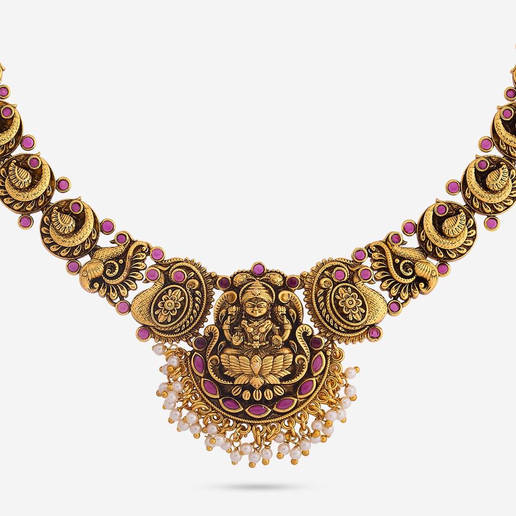 Ruby Gold Plated - Bridesmaid Antique Necklace - 462675 : 462675