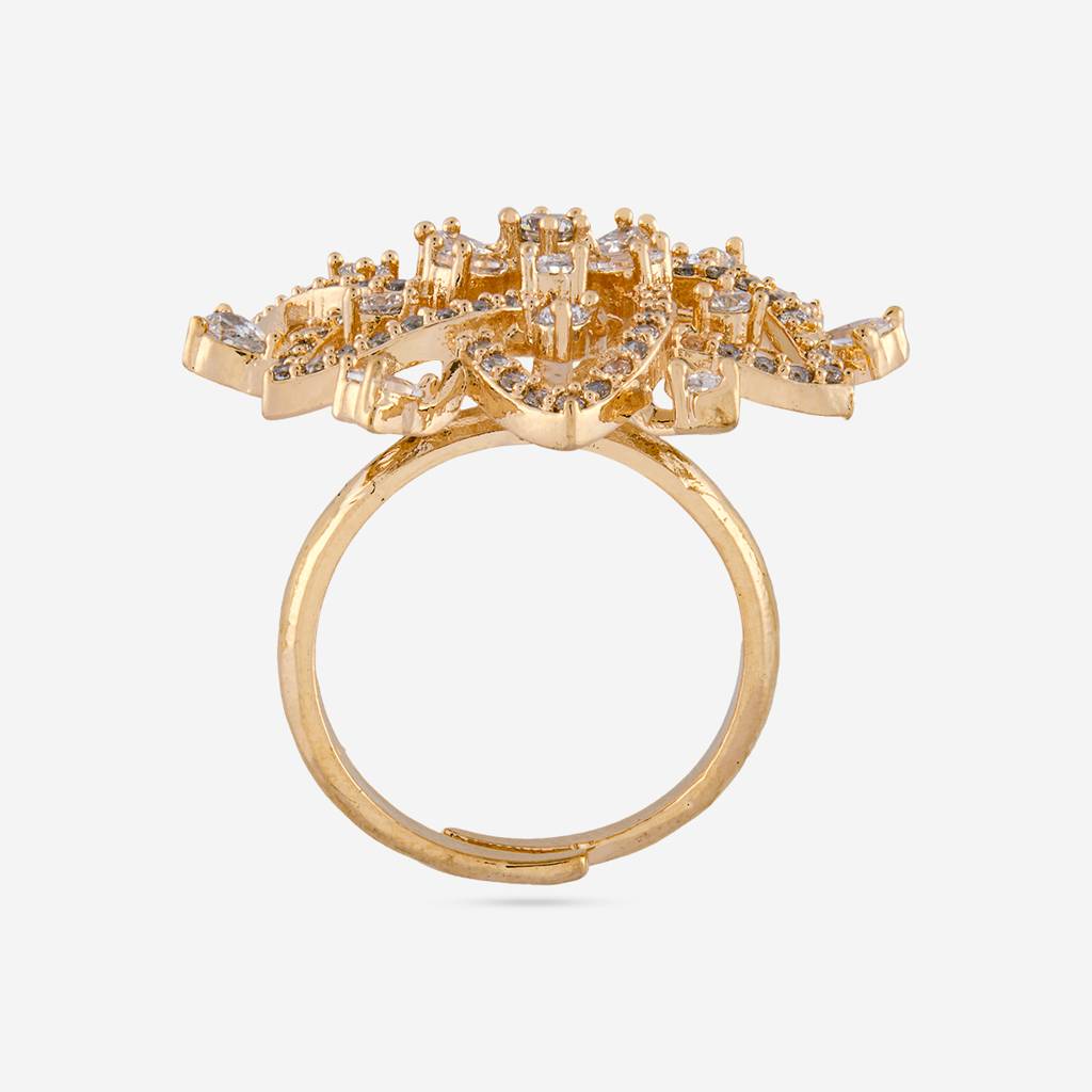 White Gold-Rose - Plated Party Wear Zircon Finger Ring - 470317 : 470317