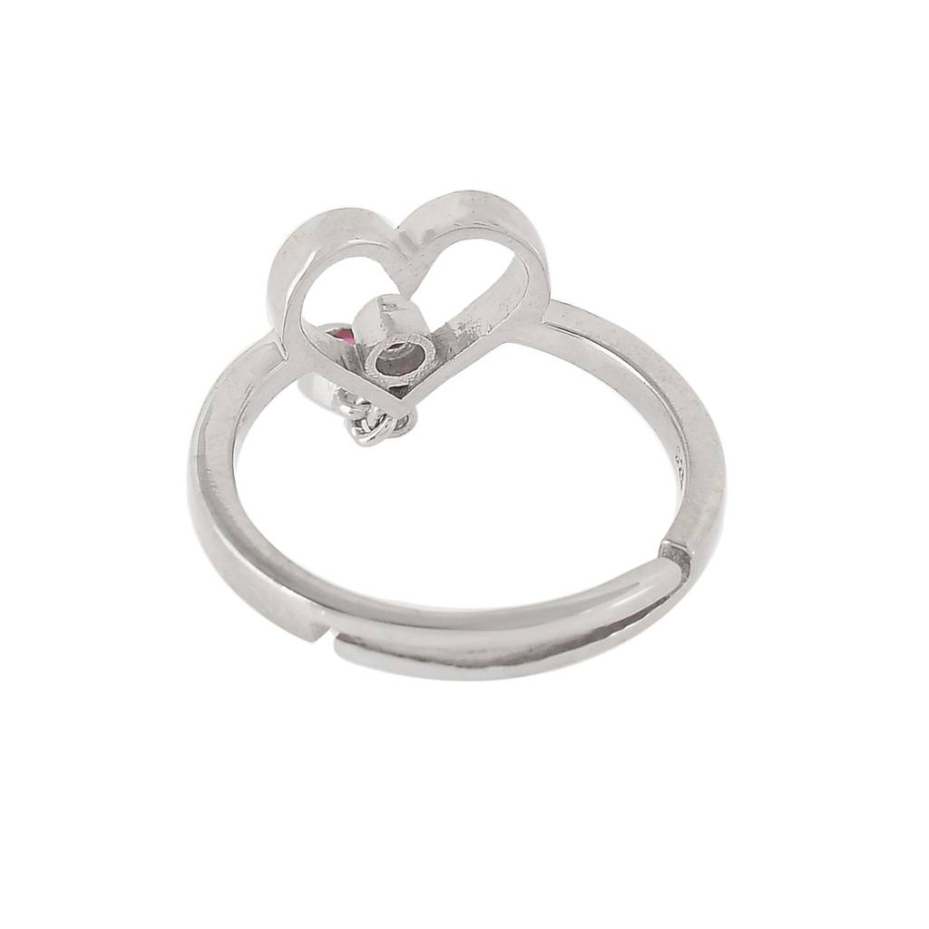 925 Sterling Silver Valentine'S Day Collection Pink Cz Heart Drop Ring : 8905124492637