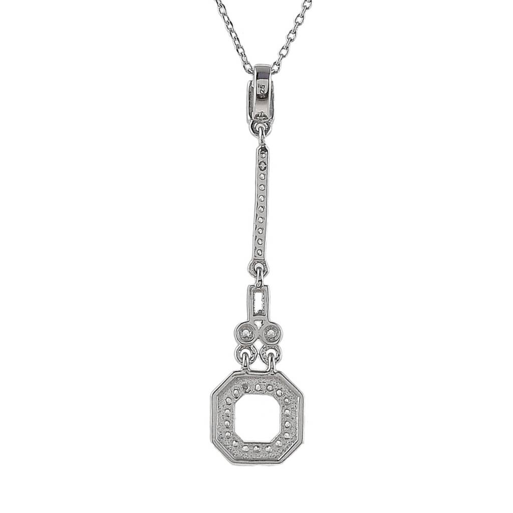 Mother'S Day Collection 925 Sterling Silver Round Cut Cz Rectangular Pendant With Chain : 8905124504033