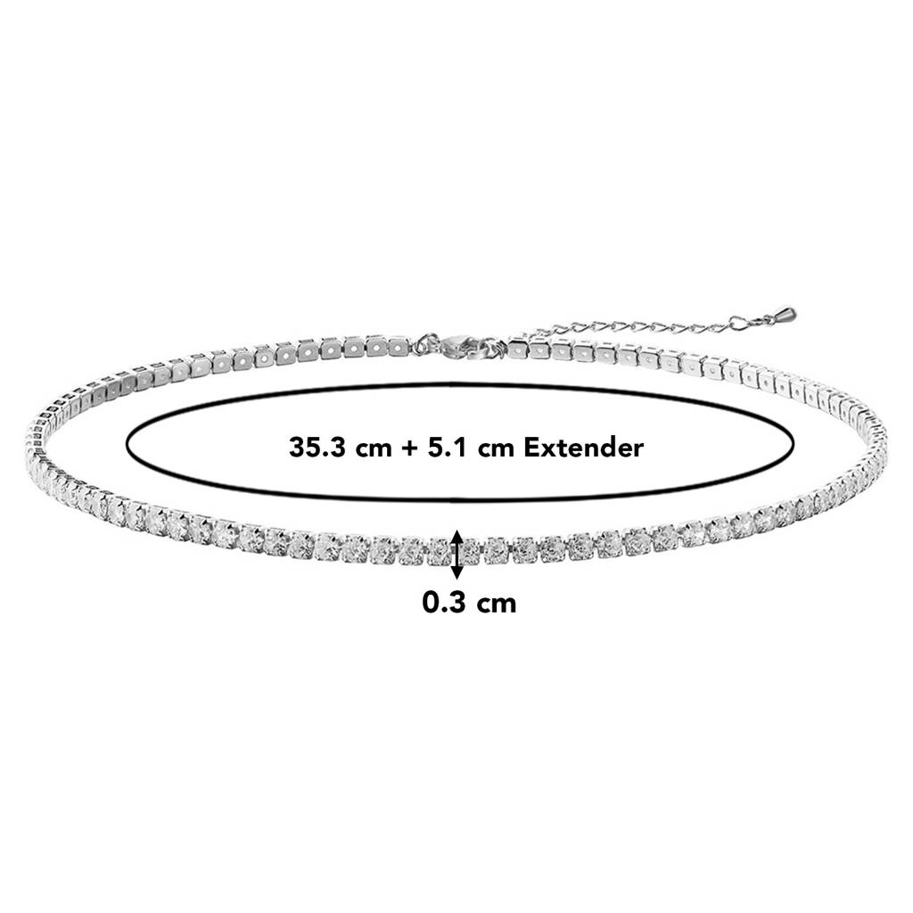 Peora Silver Plated Cubic Zirconia Stone Studded Collar Necklace Stylish Fashion Jewellery For Women & Girls, Valenti : PX8N24