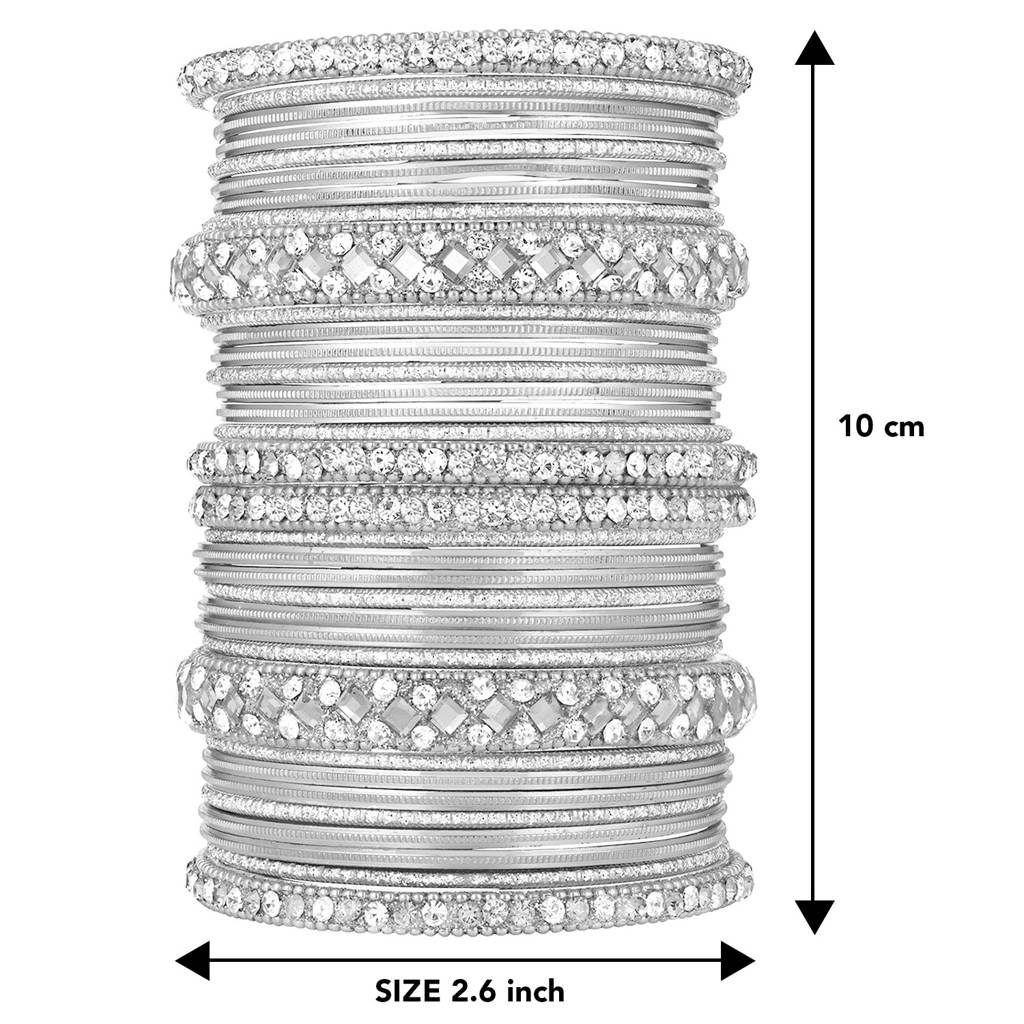 Diamond Metal Chuda Bangle Set Indian Traditional Bridal Wedding Fashion Jewellery For Women : PF51B36S