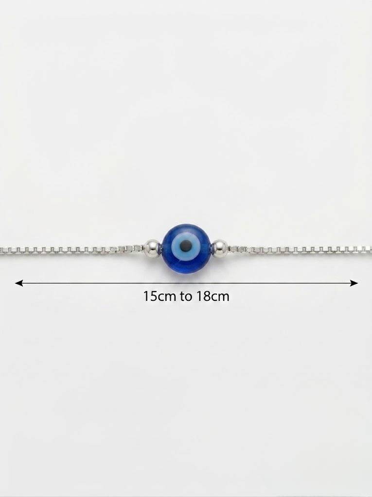 925 Sterling Silver Evil Eye Chain Bracelet : SMK-W-BR-022