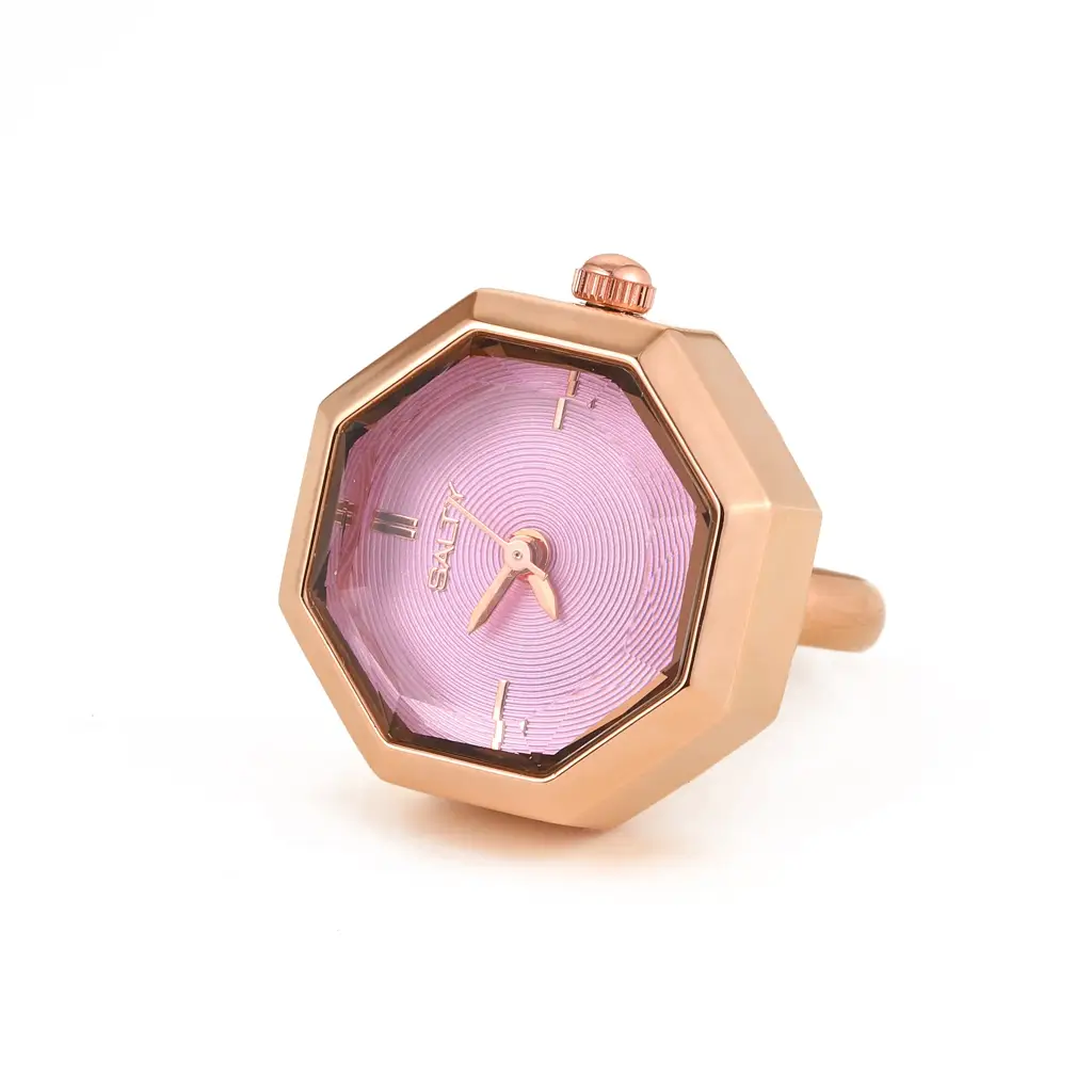 Octagon Golden Hour Watch Ring - For Women : WTR-S-0042-RG-PK