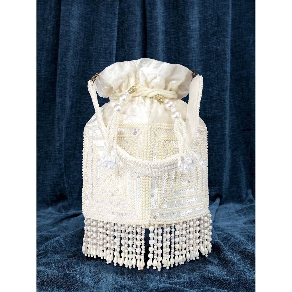 Potli Purse For Women Handmade Evening Handbag Stylish Bridal Fashion Wristlet Bag For Girls (P165Pk) : P165W