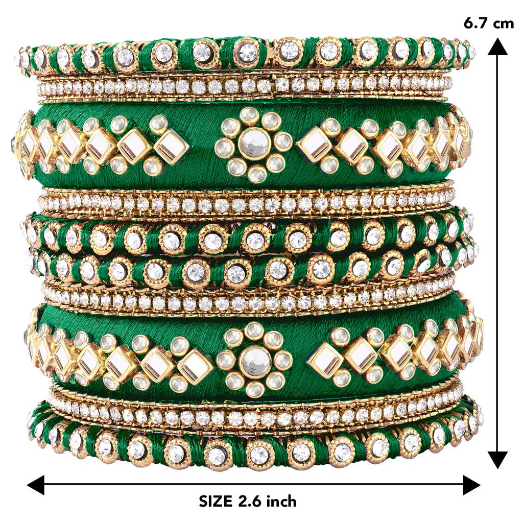 Peora Velvet Matching Fancy Silk Thread Chuda Bangle Set Navratri Gift For Women : PF51B46DGW