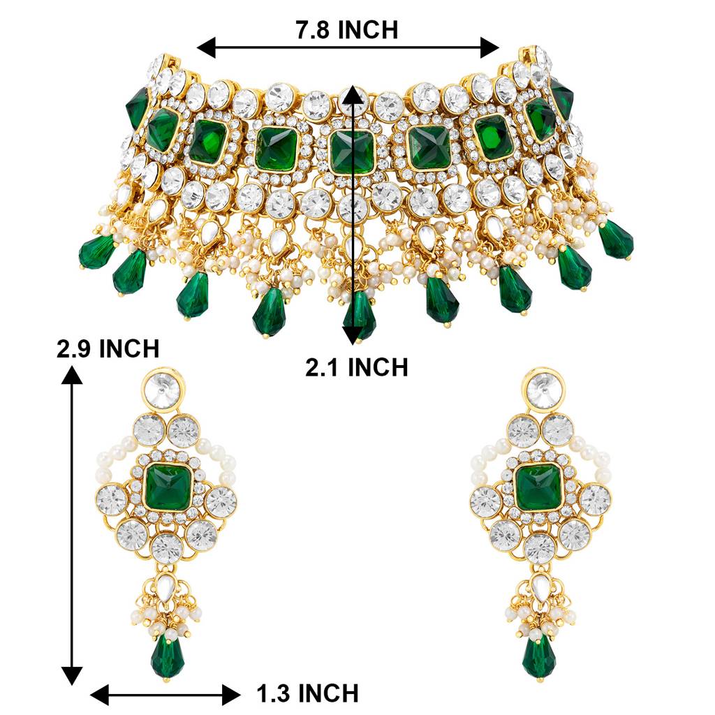 Peora Traditional Gold Plated Kundan Choker Necklace & Dangle Earring Ethnic Jewellery Set Gift For Women & Girls : PF25N1142G