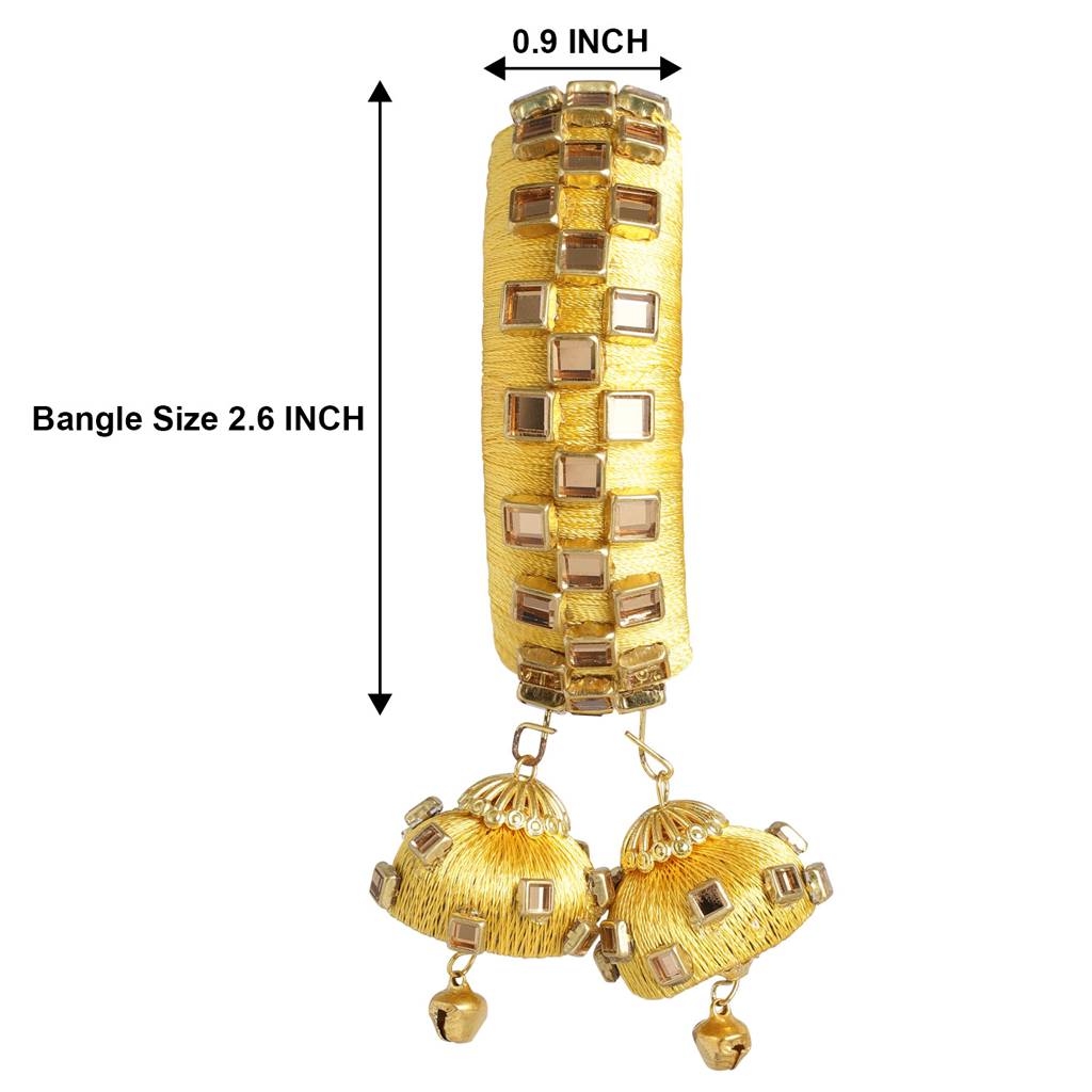 Peora Silk Thread Crystal Design With Dangling Jhumki Chuda Chura Bangle Set For Women : PF51B73Y