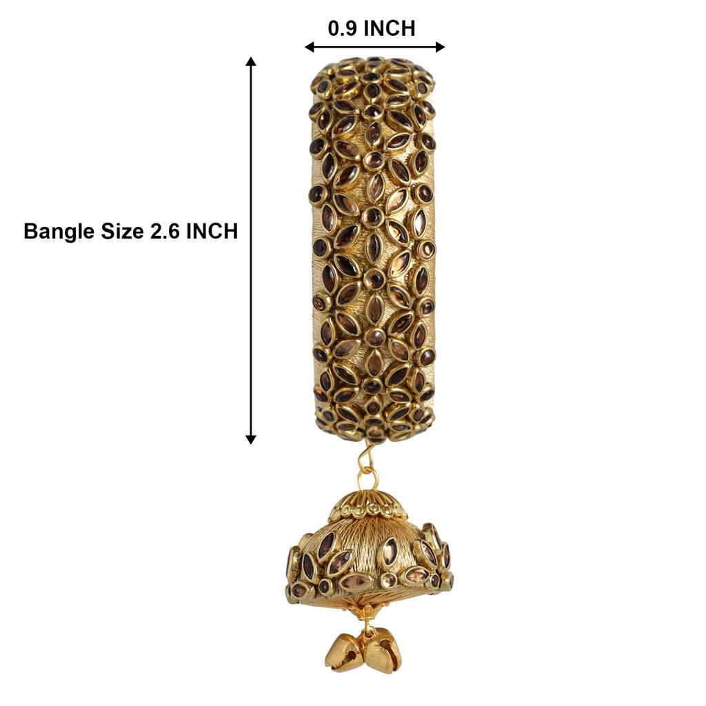 Peora Silk Thread Crystal Design With Dangling Jhumki Chuda Chura Bangle Set For Women : PF51B72CRM