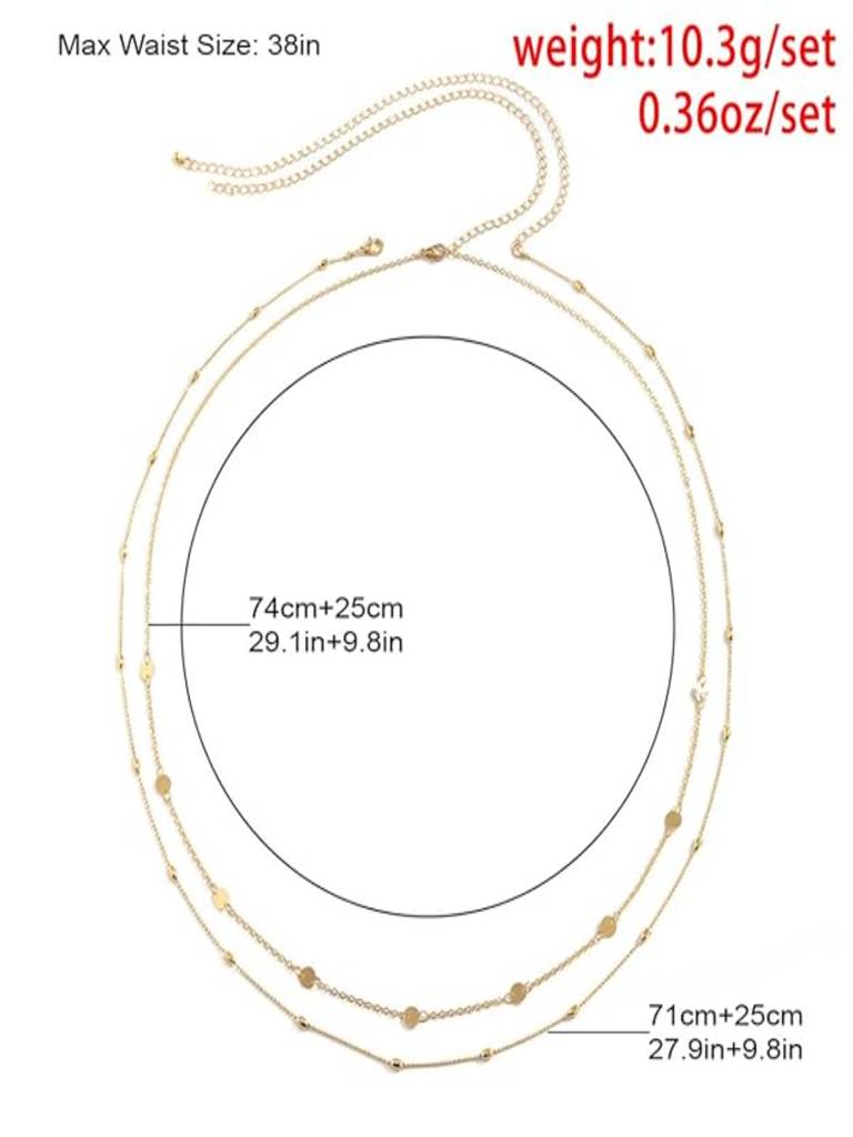 Set Of 2 Gold-Toned Dual Strand Waist Chain, Hip Chain For Saree And Skirts : ASX1221WC047G
