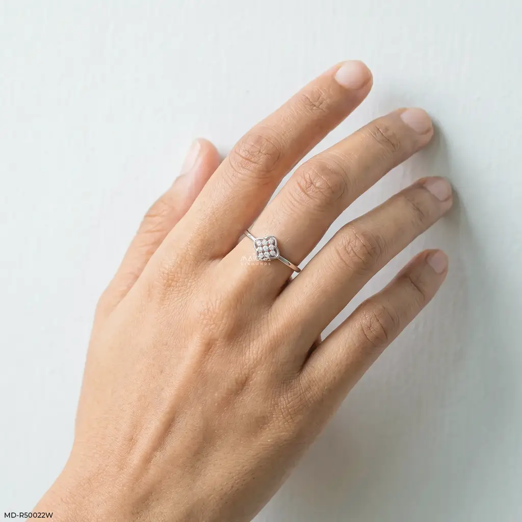 Fancy Style Lab Grown Diamond Daily Wear Sterling Silver Ring : MD-R50022W