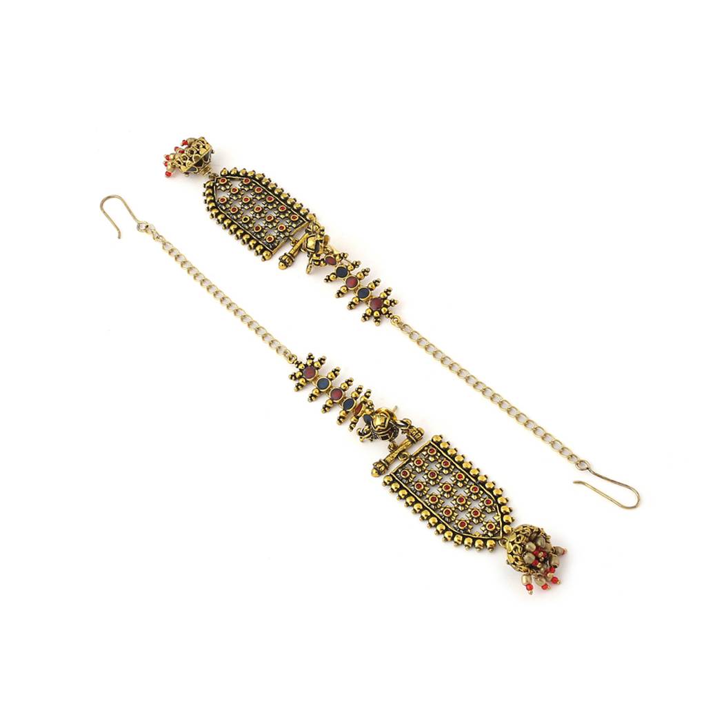 Arabian Nights Antique Gold Round Brass Jewellery Set : 8905124424089