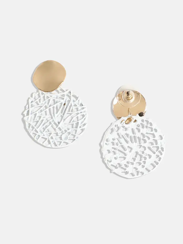 Briellah-Women'S Gold & Silver Textured Circular Drop Earrings : SOHIER9752