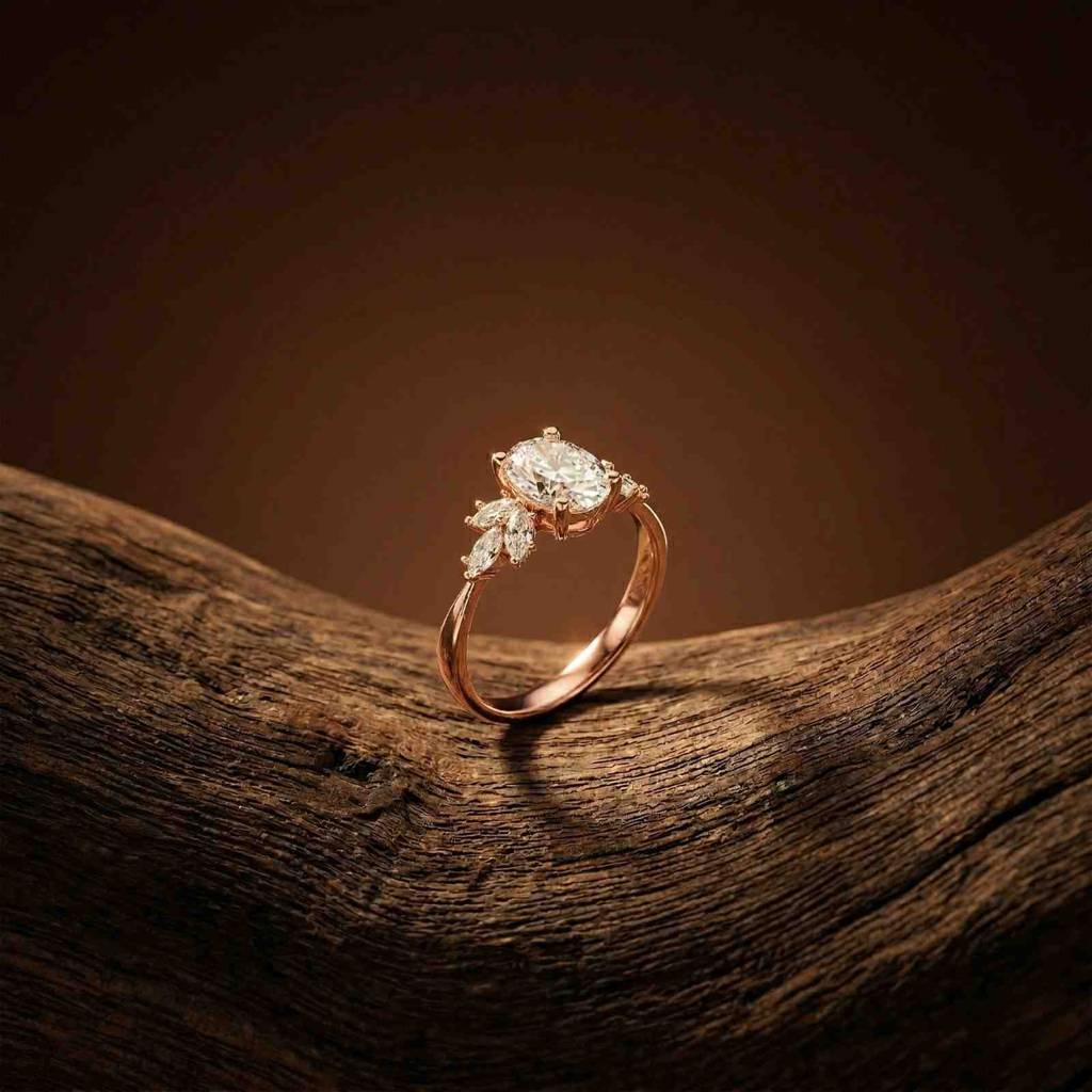 1.30Ct Moissanite Floral Oval Cut Ring : ZLM10006R-10N