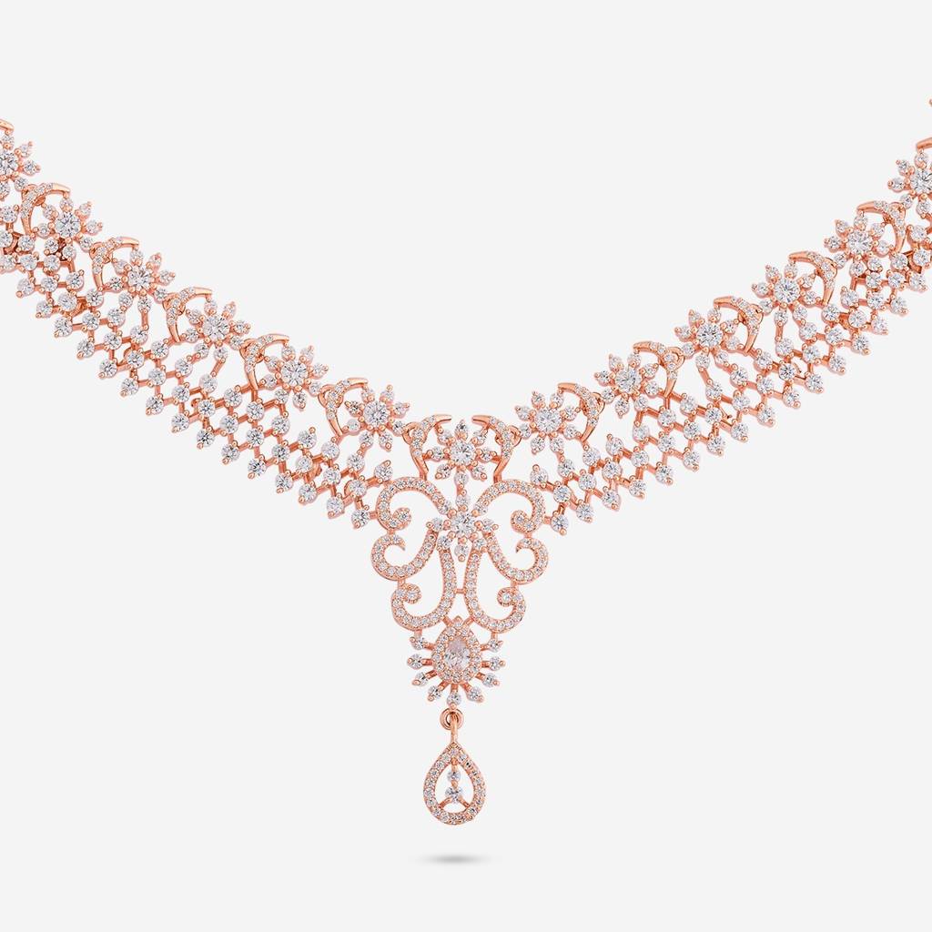 Party Wear Zircon Necklace - 462613 : 462614