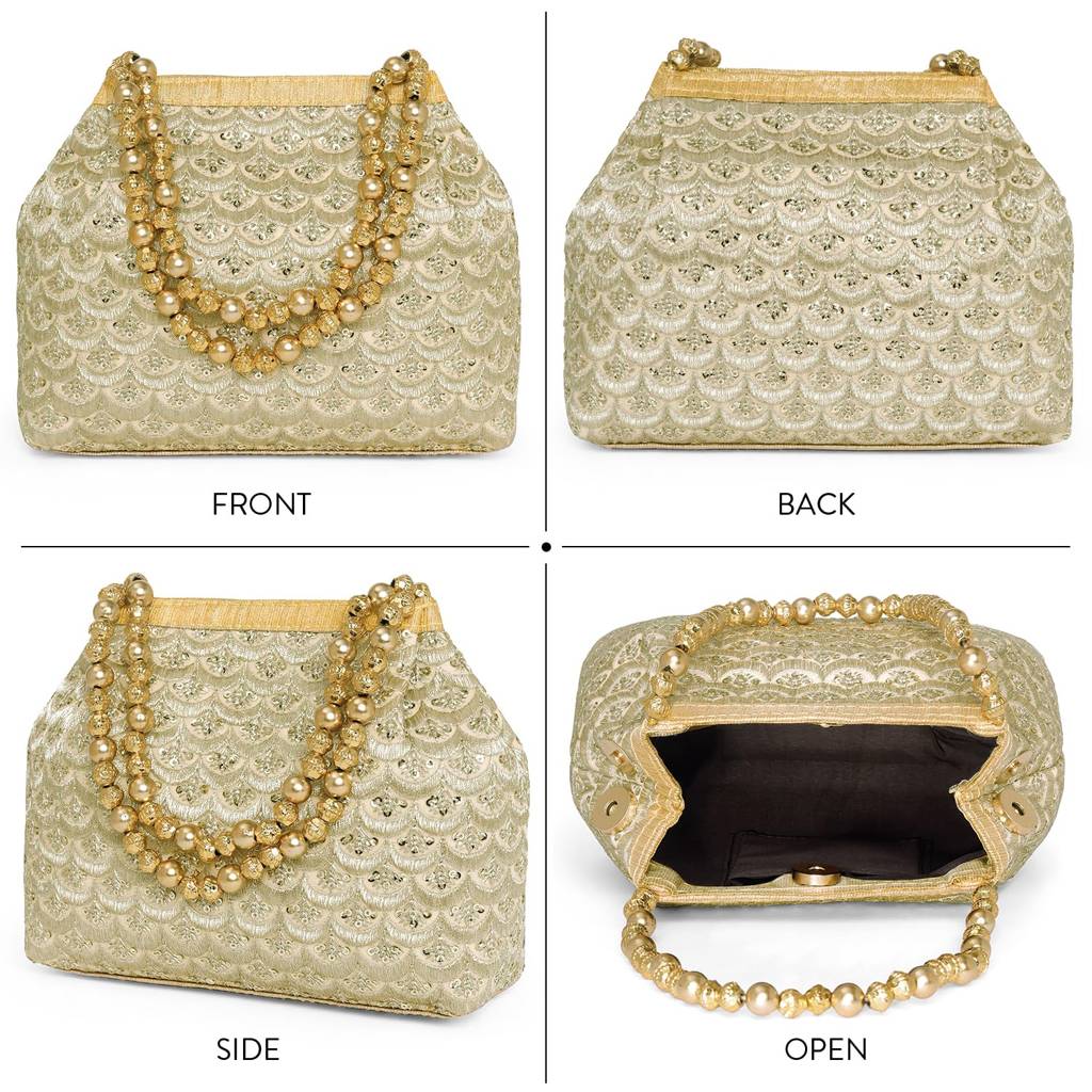 Potli Embroidered - Purse For Women Handmade Stylish Handbag Fashion Bridal Bag : P65G-F-2