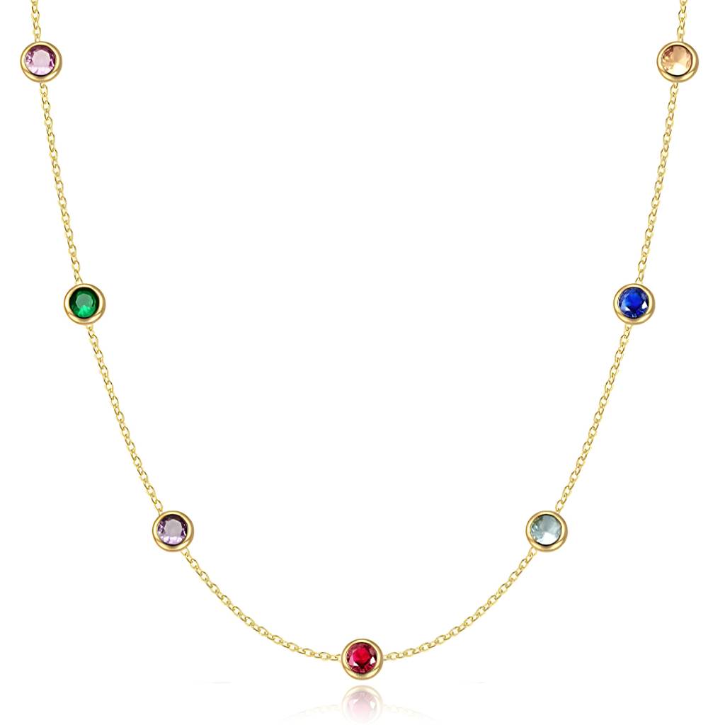 Multi-Color Crystal Studded Gold Plated Fancy Chain Necklace Jewellery For Women & Girls : PX9CH171GML